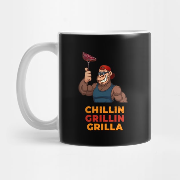 Funny Chillin Grillin Grilla Gorilla BBQ by SzarlottaDesigns